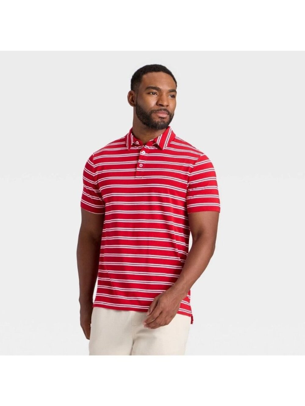 NWT Men's Medium Comfort Wear Striped Polo Shirt - Goodfellow & Co, MSRP $25